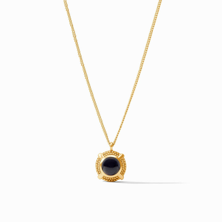 Julie Vos Cabochon Solitaire Necklace - Gold/Obsidian Black