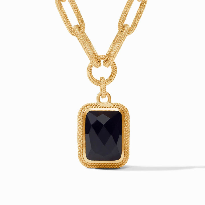 Julie Vos Cheval Paperclip Statement Necklace - Gold/Obsidian Black