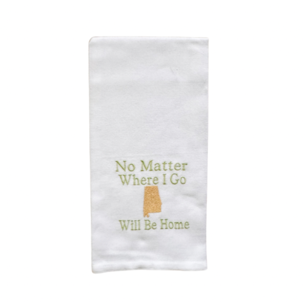 Hanging By A Thread White Towel - No Matter Where I Go