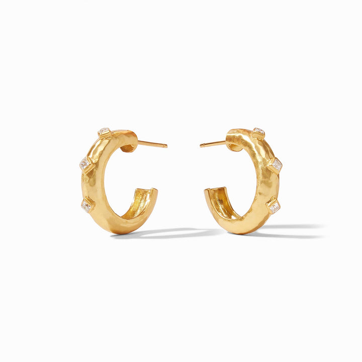 Julie Vos Noel Stone Hoop Earrings -  Gold/Cubic Zirconia/Small