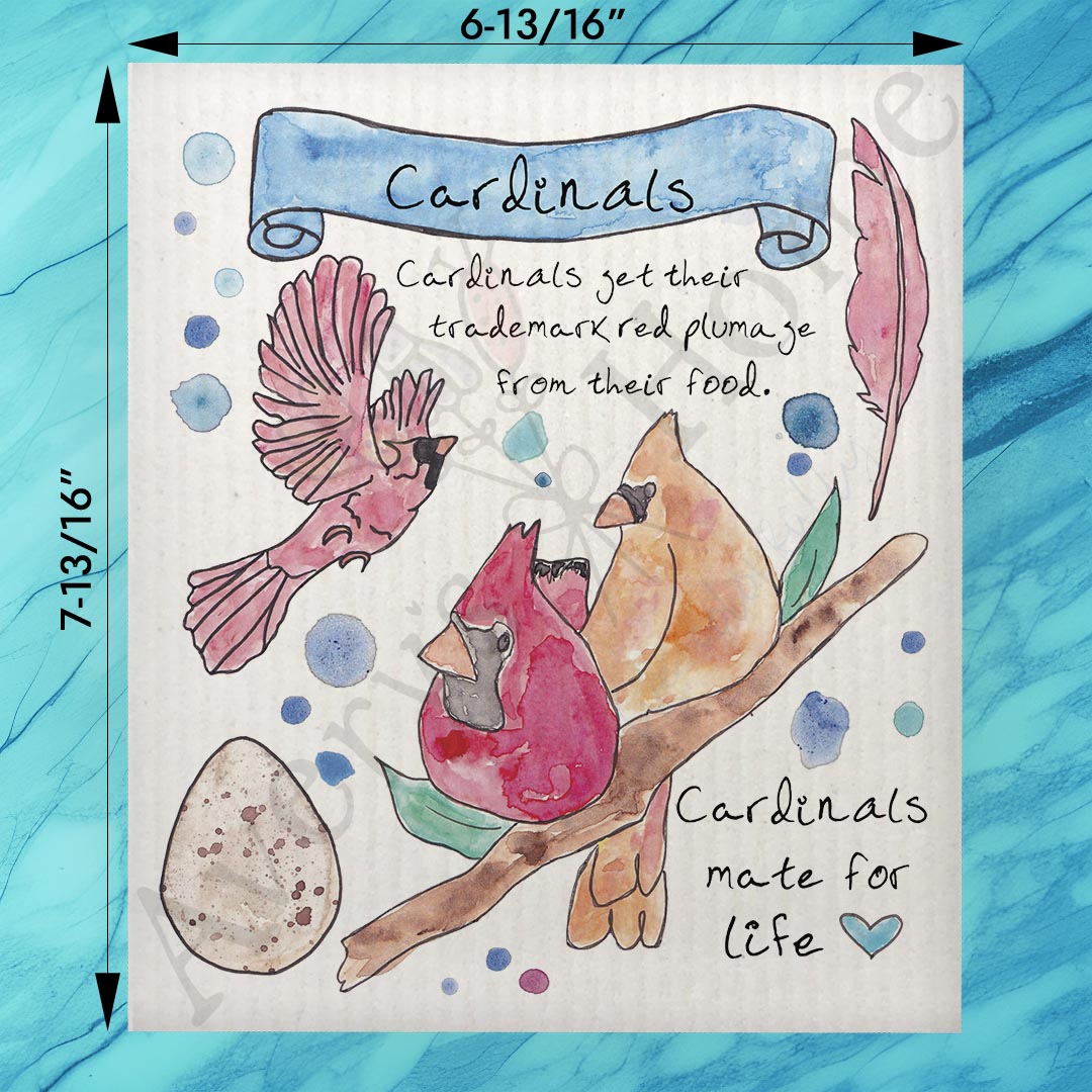 Avery's Home Cardinal Bird Facts Swedish Dishcloth – Nature Decor