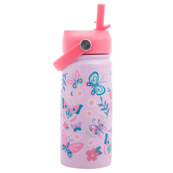 Stephen Joseph Insulated Stainless Steel Water Bottle w/Handle - Butterfly