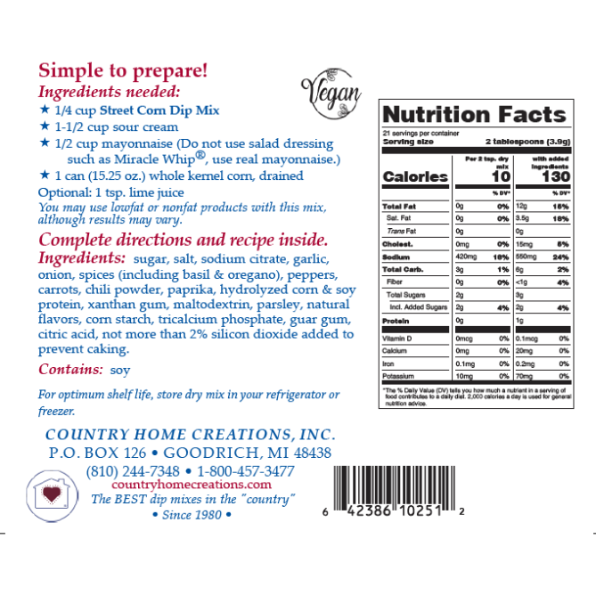 Country Home Creations Street Corn Dip Mix