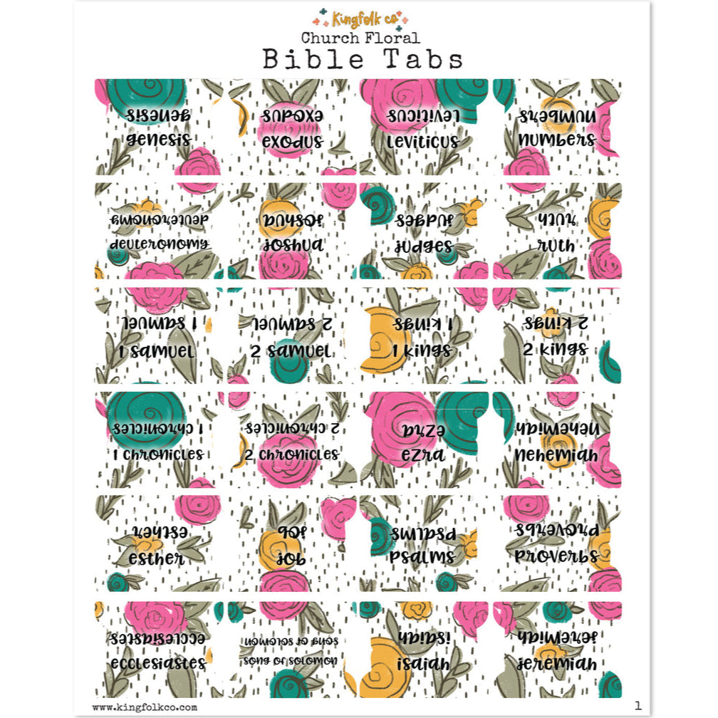 Church Floral Bible Tabs