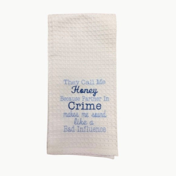 Hanging By A Thread Waffle Weave Towel - They Call Me Honey