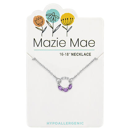 Mazie Mae Silver Half CZ Half Tanzanite Open Circle Necklace