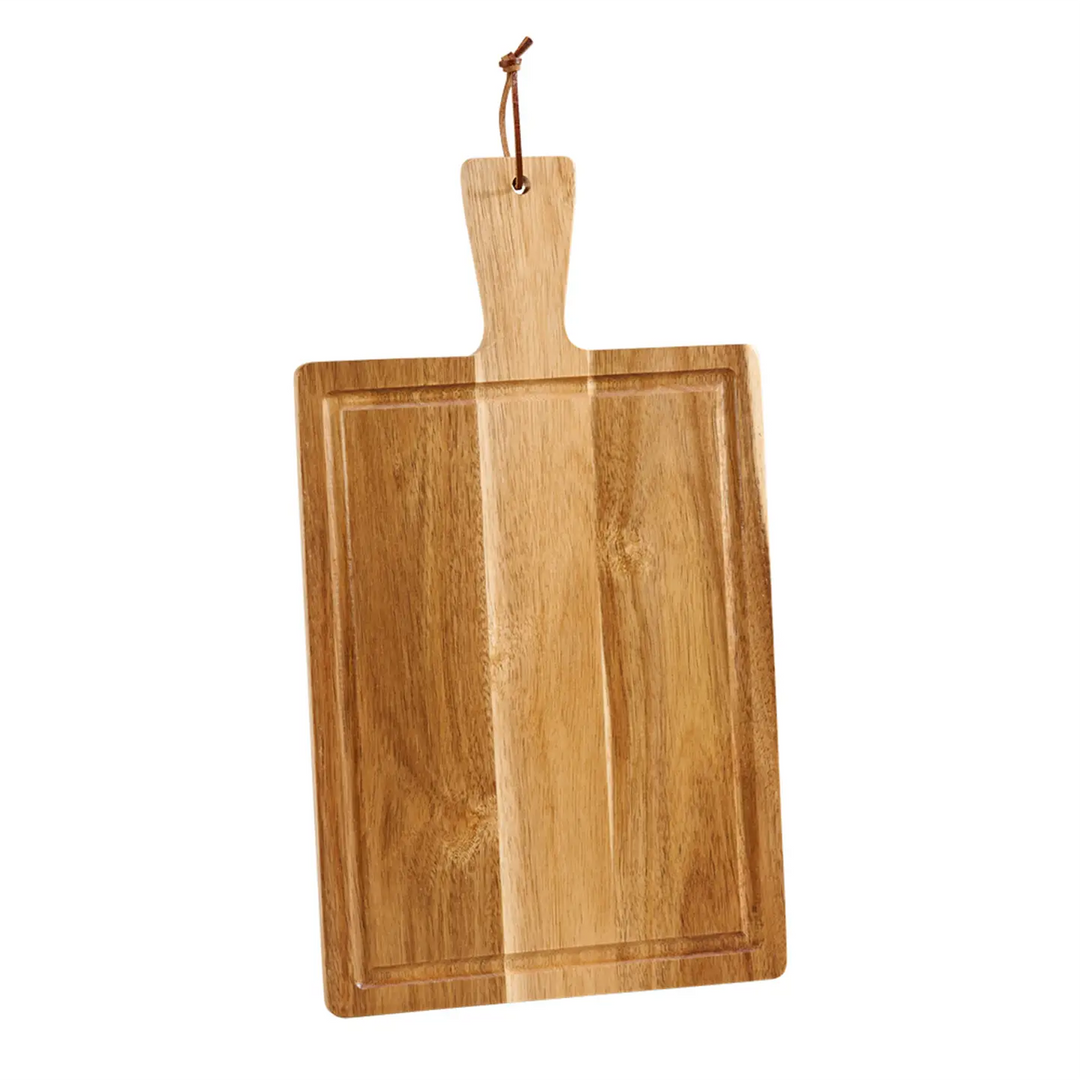 Acacia Wood Cutting Board with Handle w/Personalization