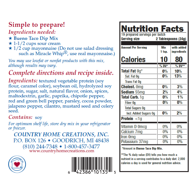 Country Home Creations Bueno Taco Dip Mix