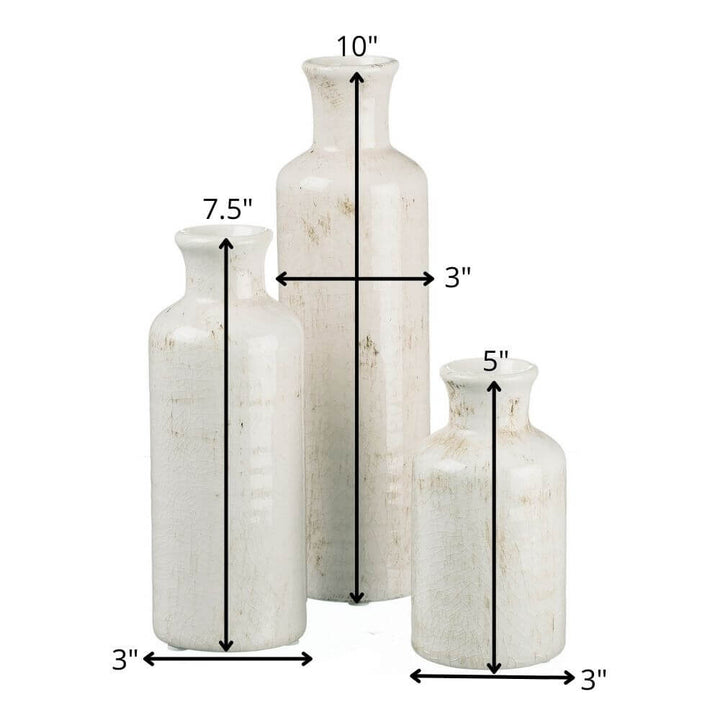 Sullivans White Bottle Vase -  10"