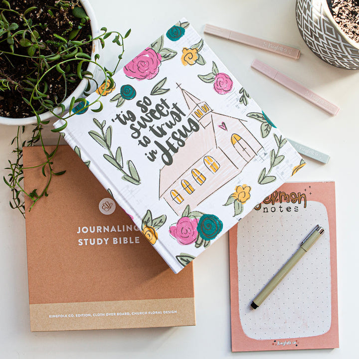 ESV Journaling Study Bible - Church Floral Design - Cloth over Board