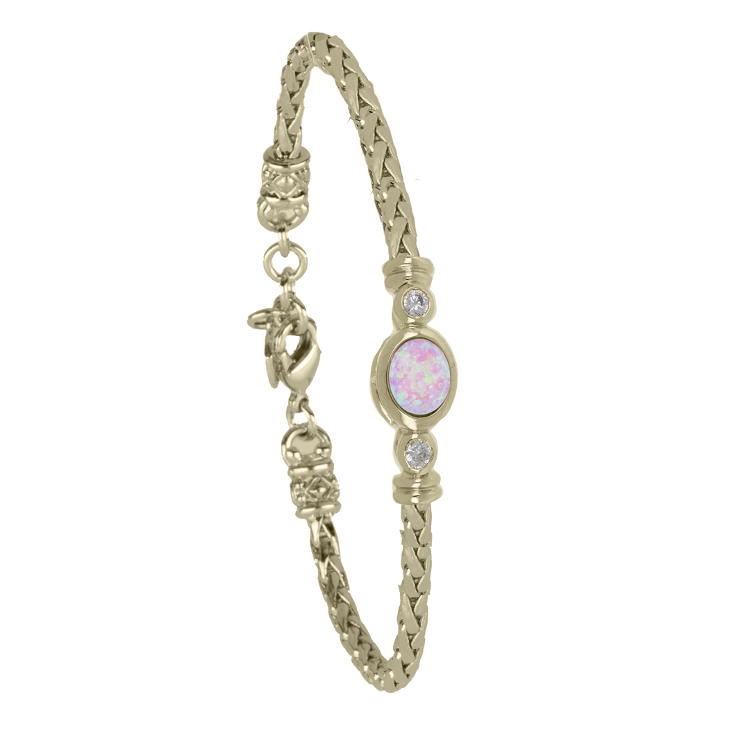 John Medeiros Opalas do Mar Single Strand Pink Oval CZ Bracelet - Gold