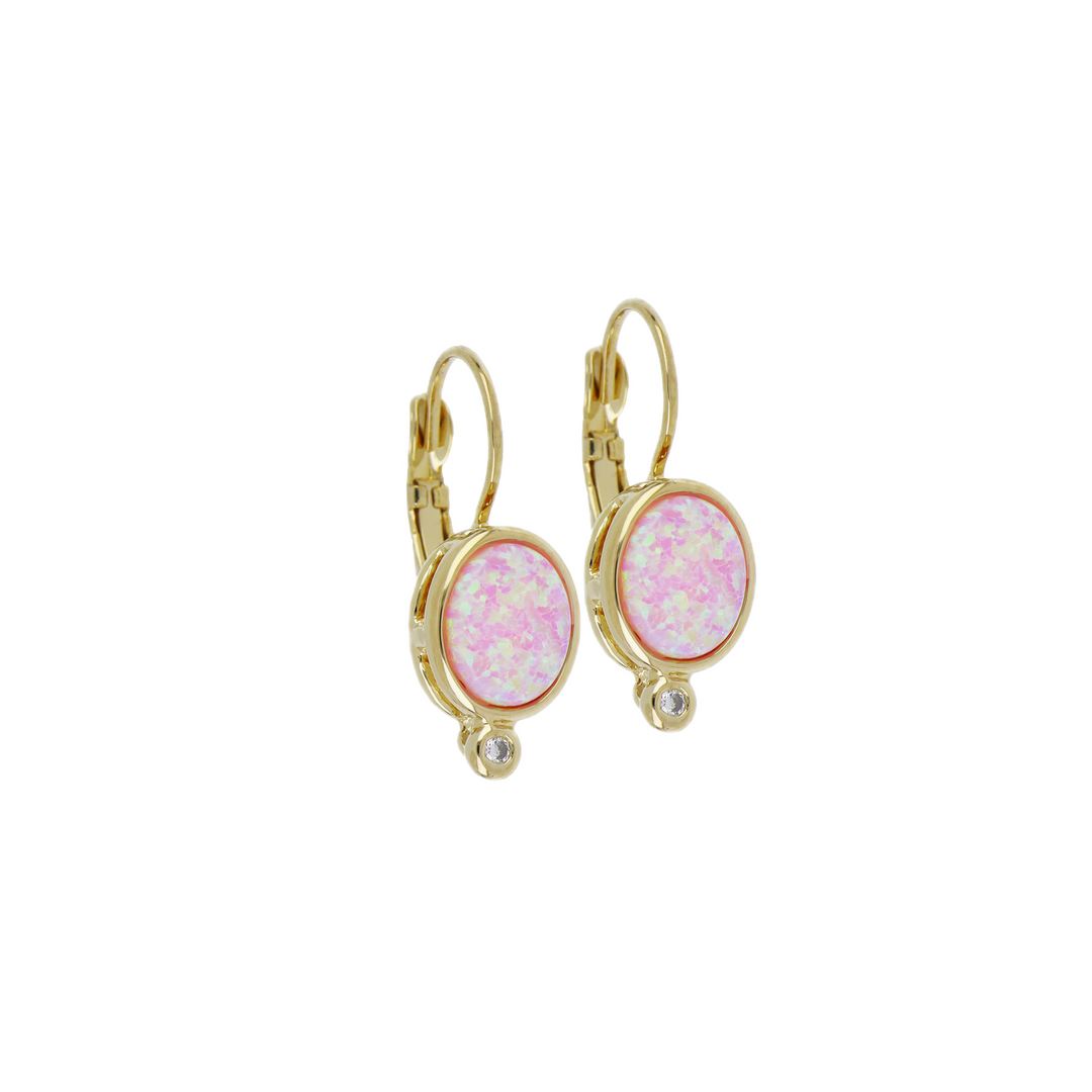 John Medeiros Opalas do Mar Pink Oval Shape French Wire Earrings