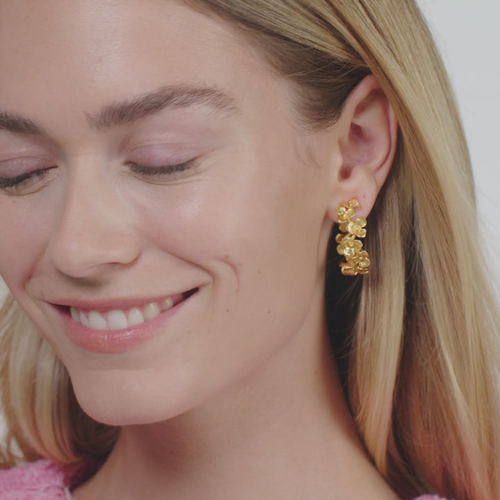 Julie Vos Bloom Hoop Earrings - Gold/Small