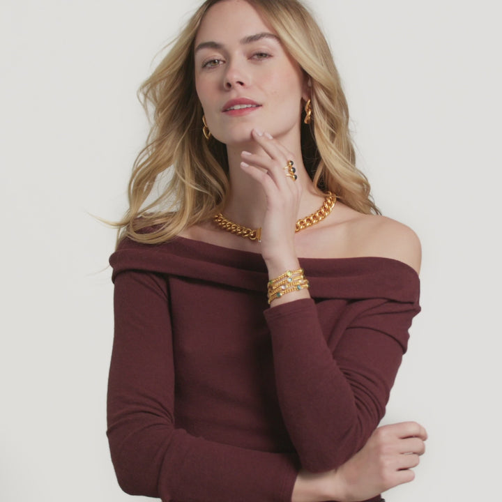 Julie Vos Dolce Delicate Bracelet - Gold/Iridescent Palmetto Green/OS