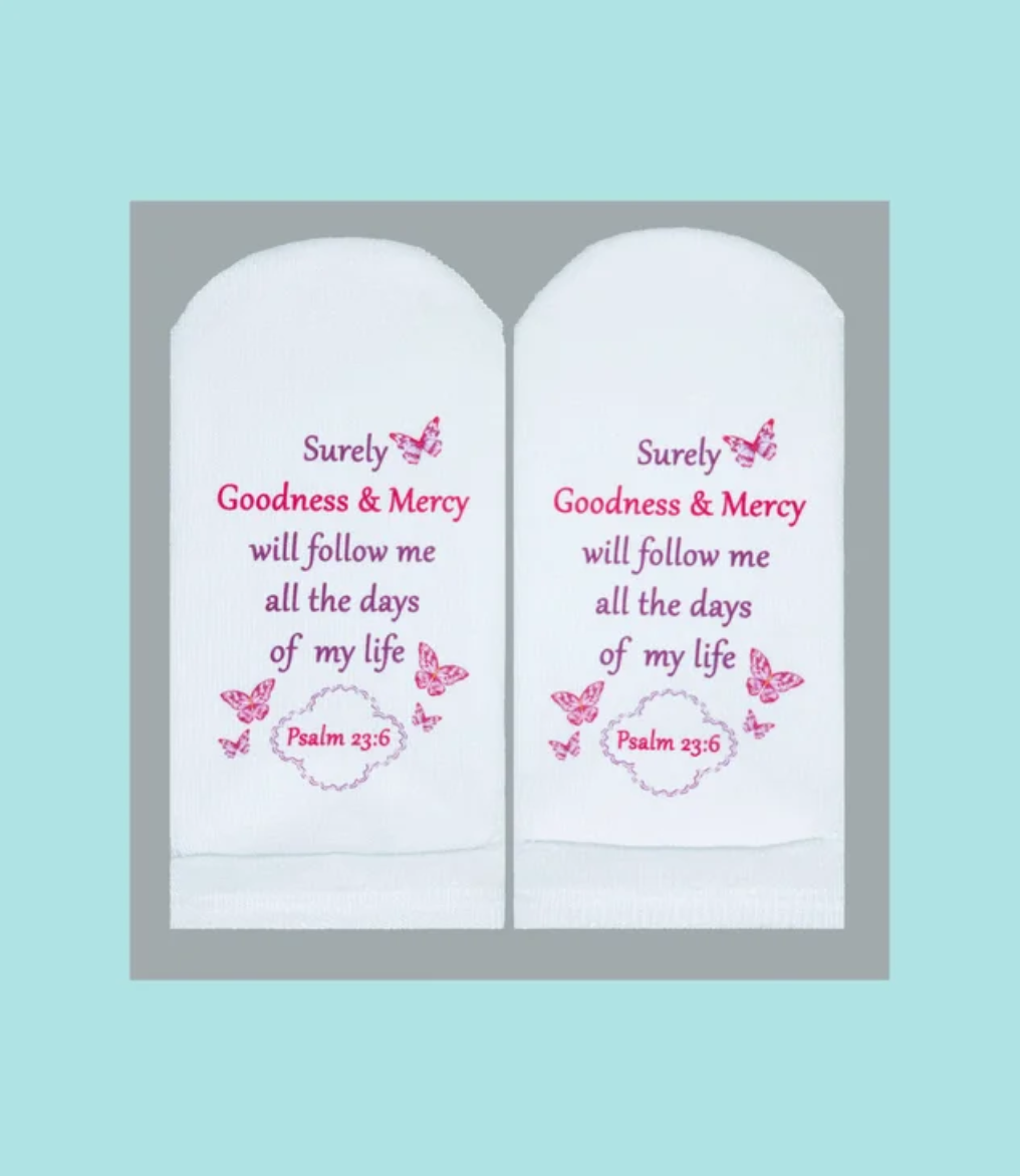 Standing On The Word Socks - Butterflies Psalms 23:6