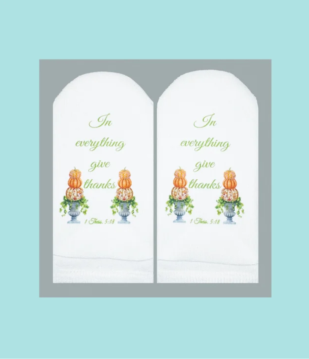 Standing On The Word Socks - Pumpkin Topiary 1 Thess.5:18