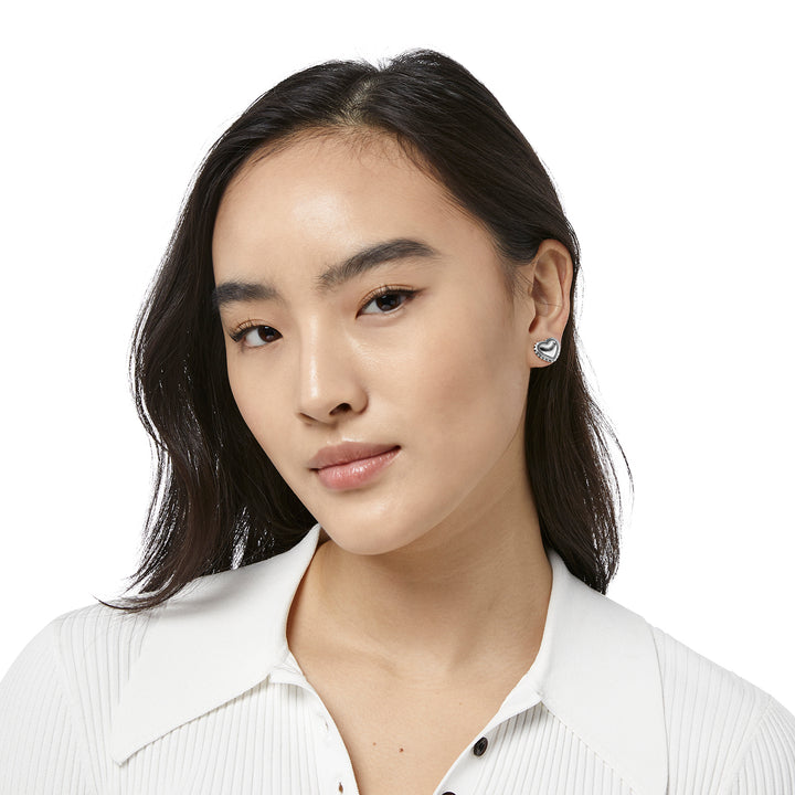 Brighton Pretty Tough Petite Heart Post Earrings - Silver