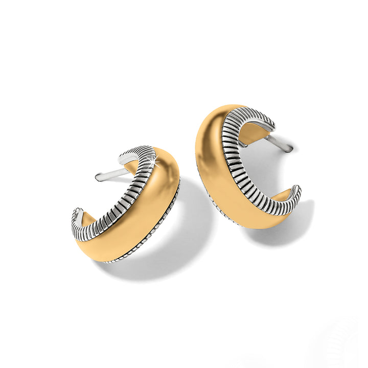Brighton Interlok Noir Small Hoop Earrings Gift Box - Silver/Gold