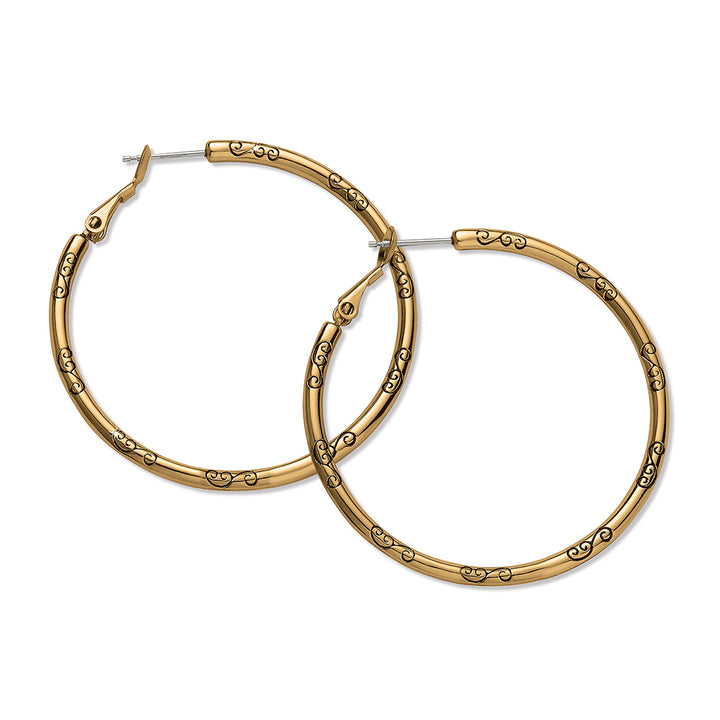 Brighton Large Earring Charm Hoop Post Earrings - Gold