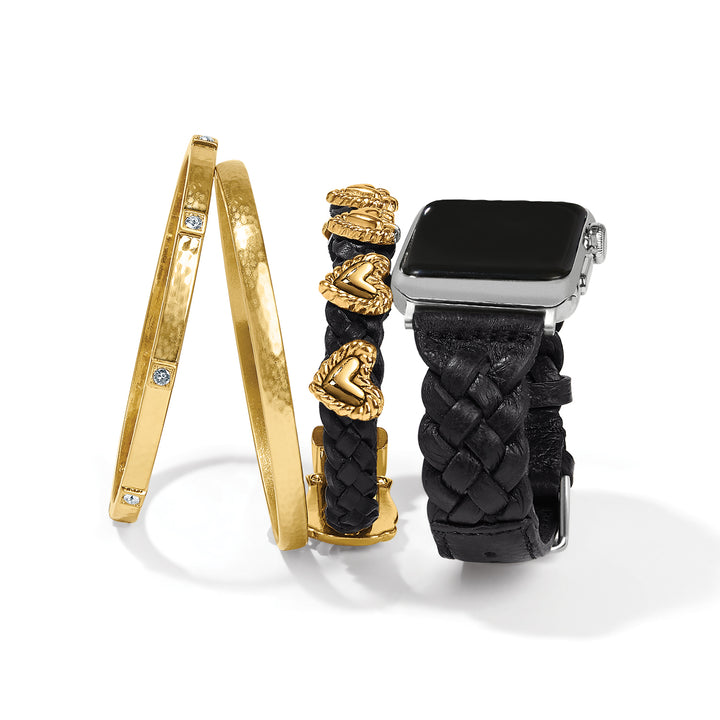 Brighton Sutton Braided Leather Watch Band - Black