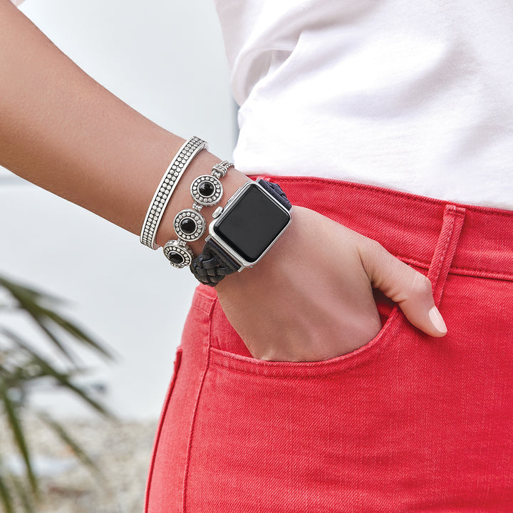 Brighton Sutton Braided Leather Watch Band - Black
