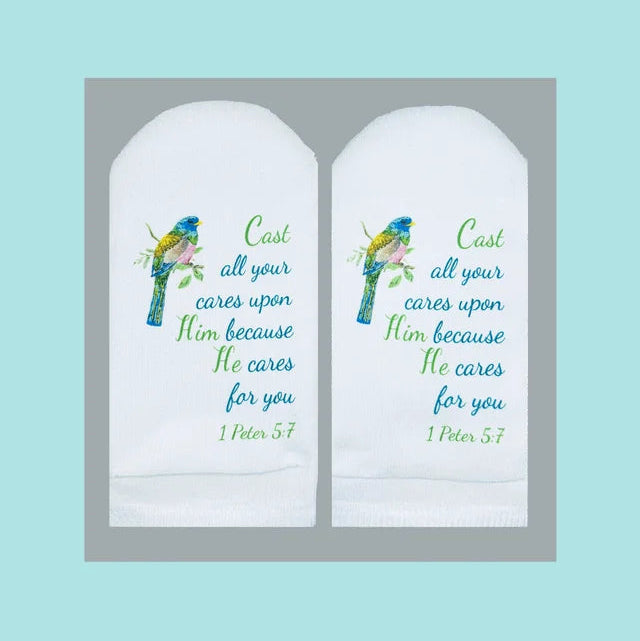 Standing On The Word Socks - Cast Your Cares 1 Peter 5:7