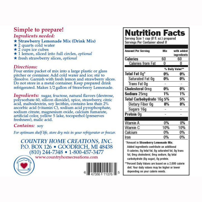 Country Home Creations Strawberry Lemonade Mix