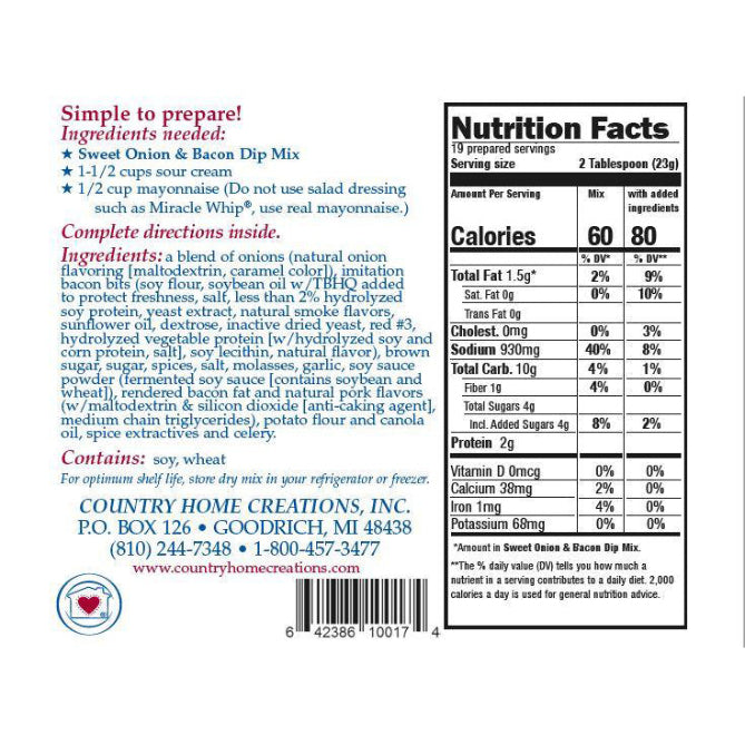 Country Home Creations Sweet Onion & Bacon Dip Mix