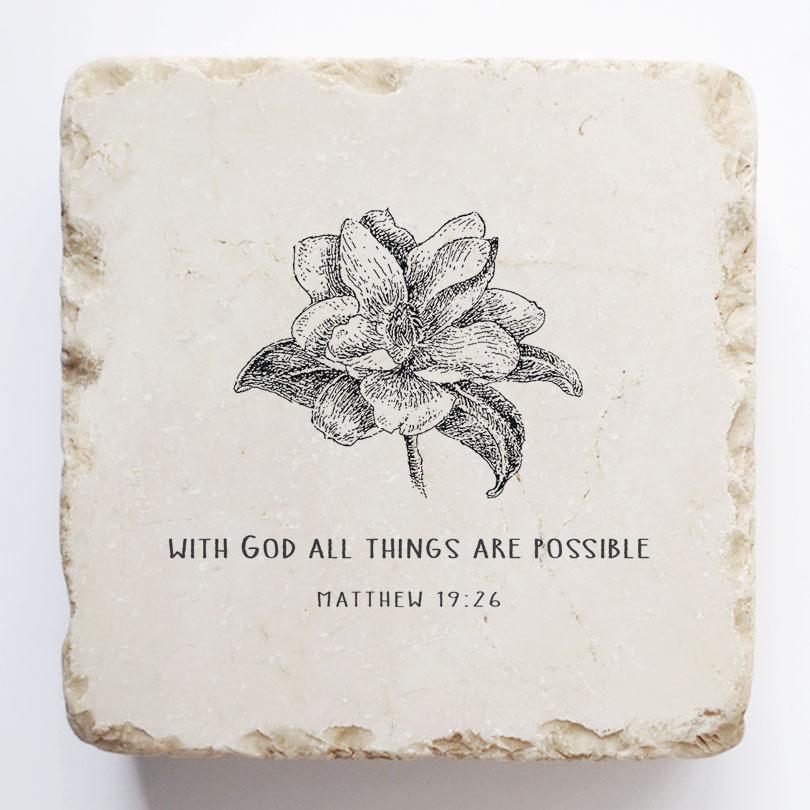 Twelve Stone Art Matthew 19:26 Scripture Stone (2 x 2 x 1")