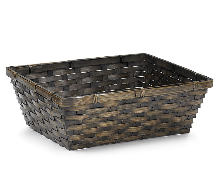 Burton & Burton Basket - Rectangle Dark Stain Bamboo (12")