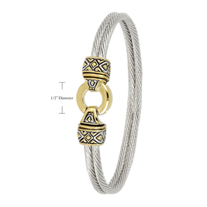John Medeiros Antiqua Gold Circle Double Wire Bracelet - 6.5"