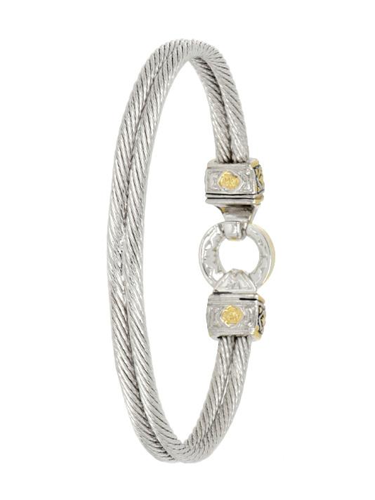 John Medeiros Antiqua Gold Circle Double Wire Bracelet - 6.5"
