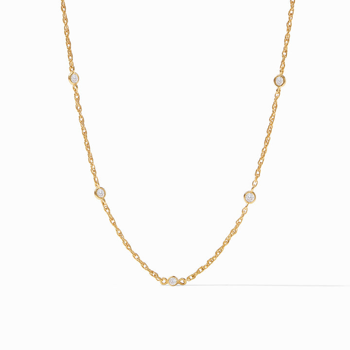 Julie Vos Celeste Delicate Station Necklace - Gold/Cubic Zirconia/OS