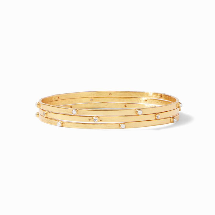 Julie Vos Crescent Bangle - Gold/Cubic Zirconia/Medium