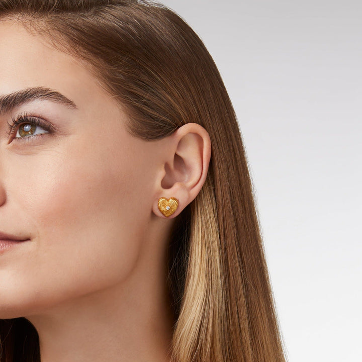 Julie Vos Esme Heart Stud Earrings -  Gold/Cubic Zirconia