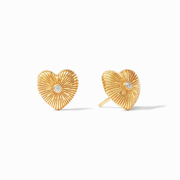 Julie Vos Esme Heart Stud Earrings -  Gold/Cubic Zirconia