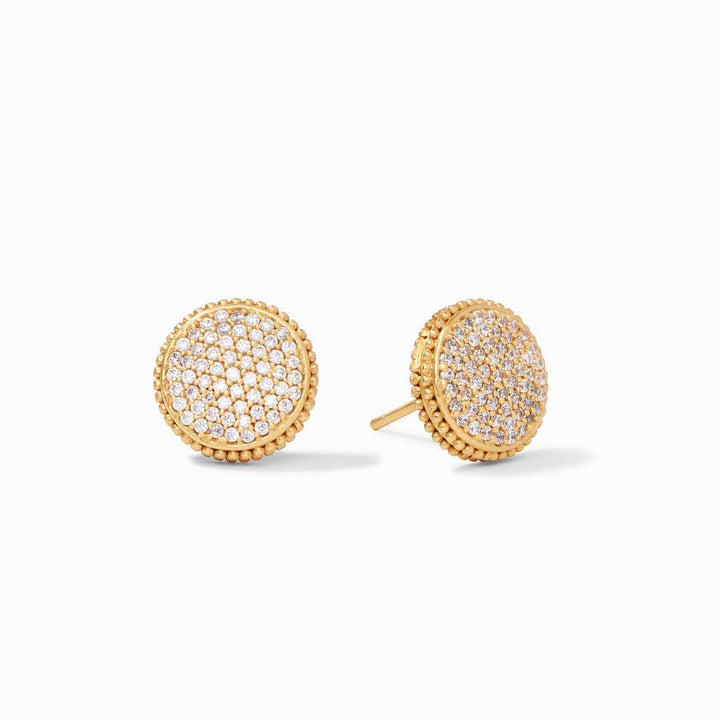Julie Vos Fleur-de-Lis Pave Stud Earrings - Gold/Cubic Zirconia