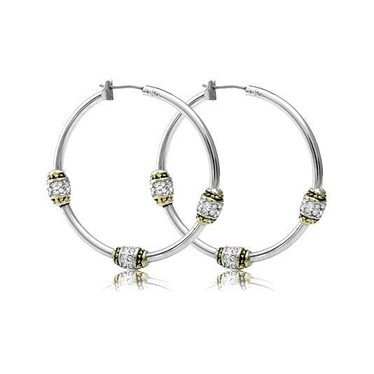 John Medeiros Beaded Pavé Triple Bead Hoop Earrings