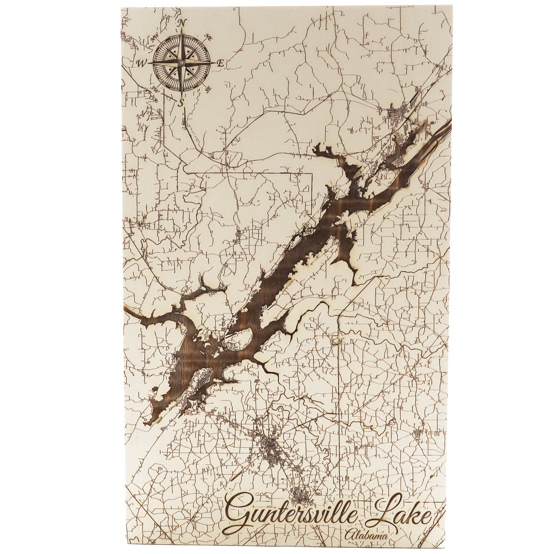 Fire & Pine Guntersville Lake Paper Blanc Small Wood Wall Hanging