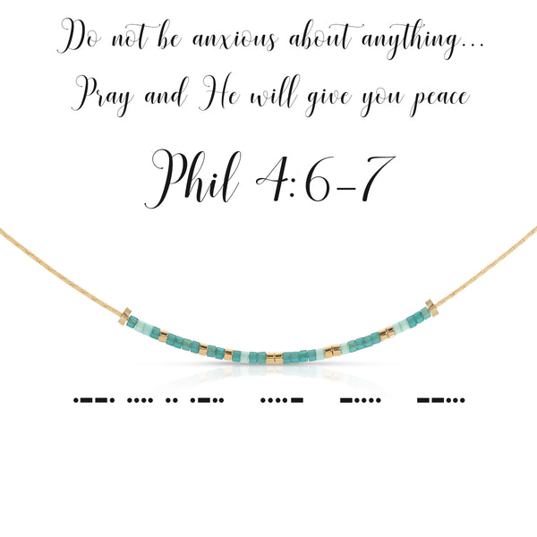Dot & Dash Morse Code Necklace - Philippians 4:6-7