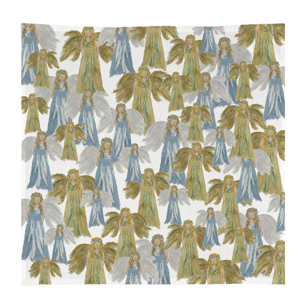 French Graffiti Square Dish Cloth - Blue & Gold Angels