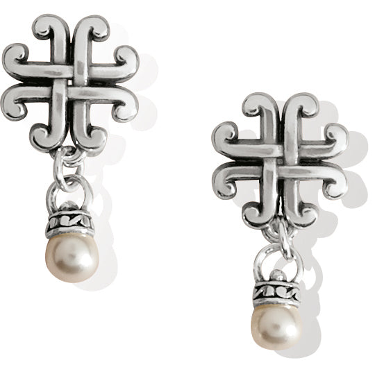 Brighton Taos Pearl Cross Petite Post Drop Earrings