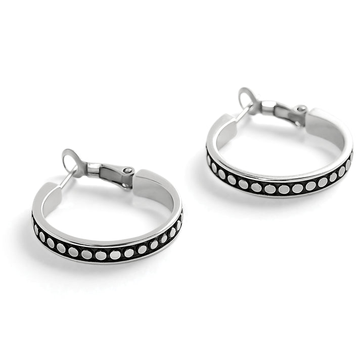 Brighton Pebble Dot Onyx Reversible Hoop Earrings