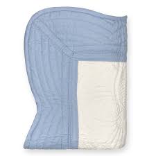 ZZ&L Quilted Quilt - White/Baby Blue Trim