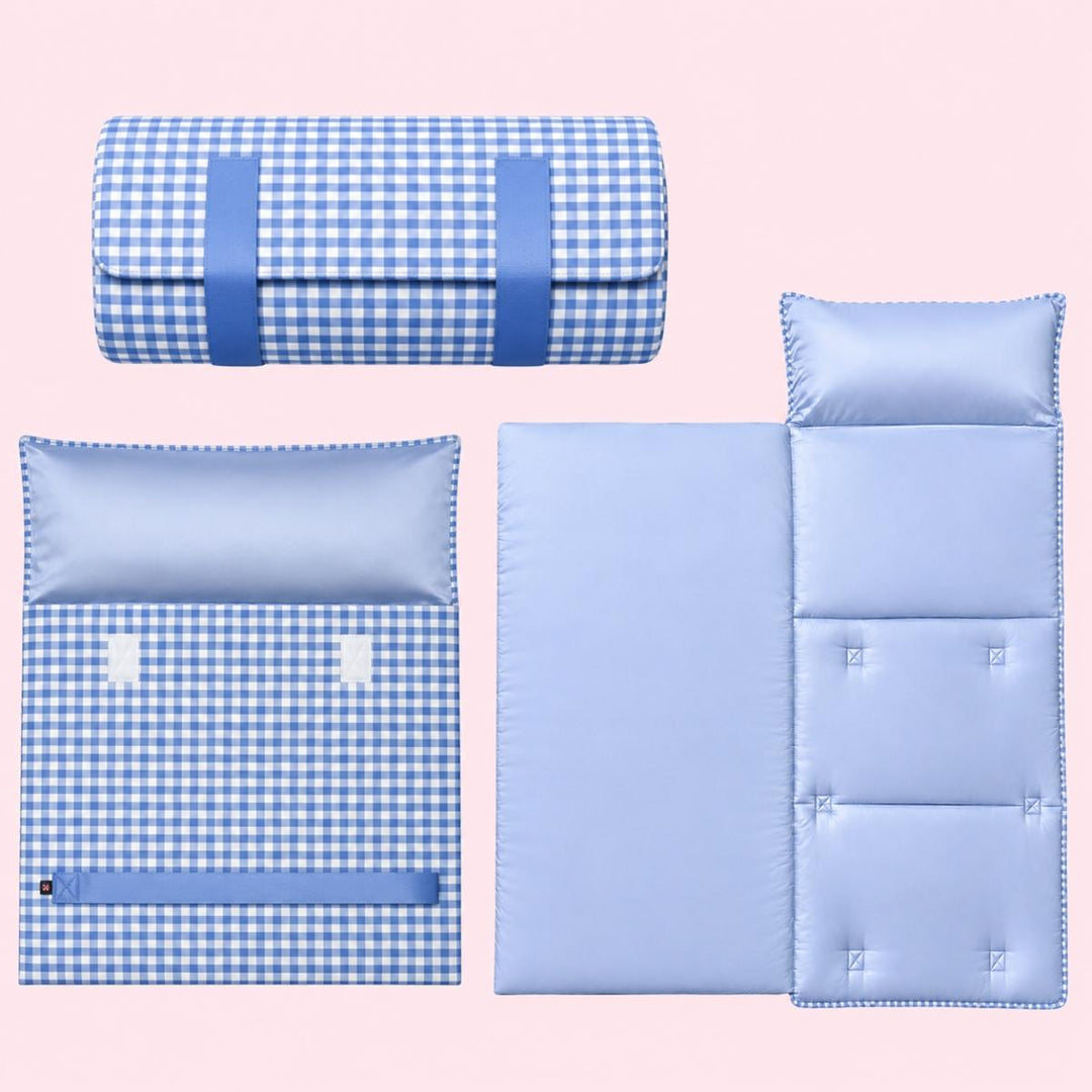 Mint Baby Blue Gingham Big Kid Nap Roll