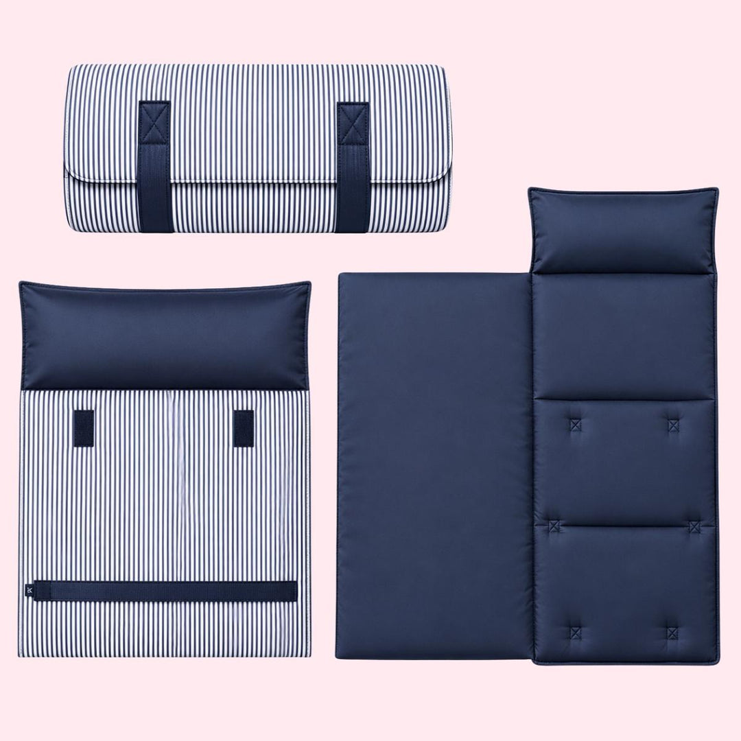 Mint Navy Preppy Stripe Big Kid Nap Roll