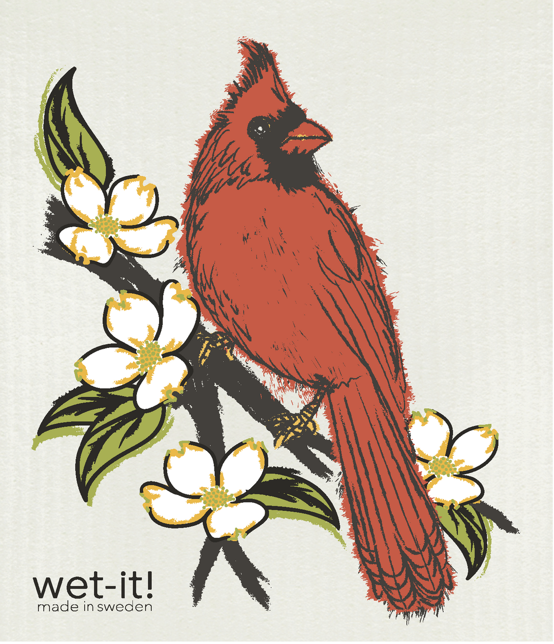 Wet It! Swedish Cloth - Northern Red Cardinal