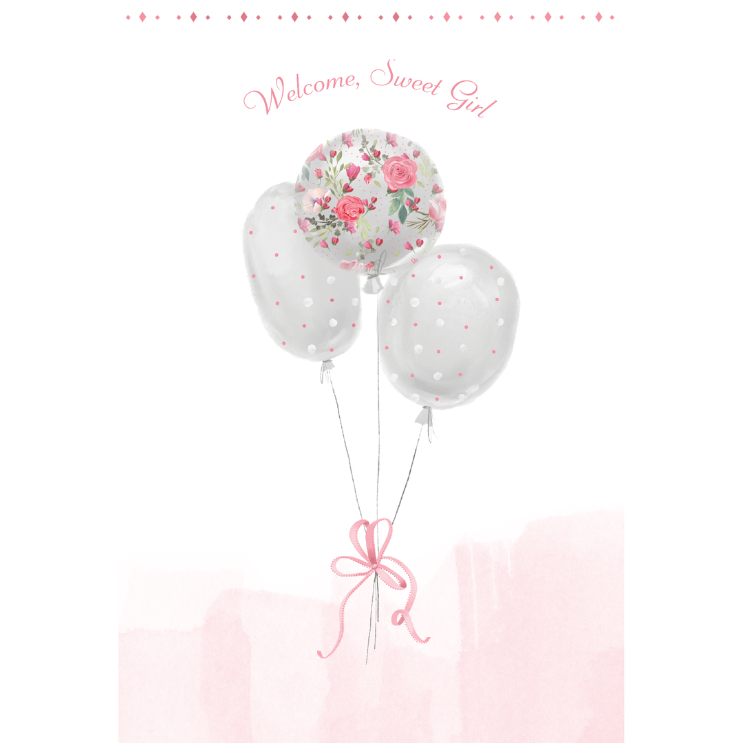 Pictura Balloons Baby Girl Card