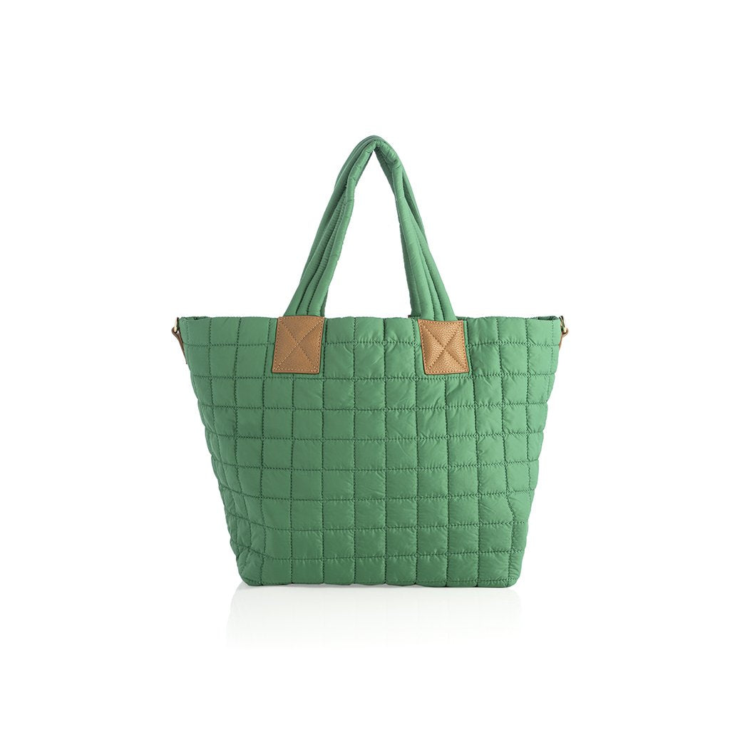 Shiraleah Ezra Quilted Nylon Tote - Green