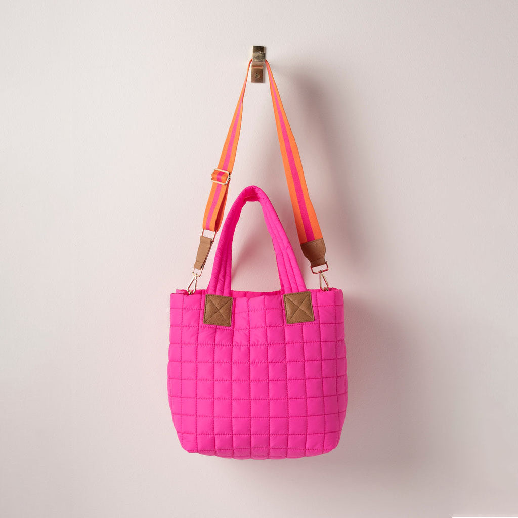 Shiraleah Ezra Quilted Nylon Tote - Magenta